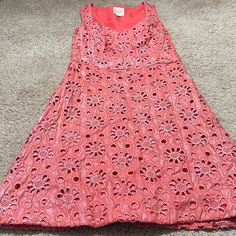 Maeve DressAnthropologie Coralshine Eyelet Dress Size 4 Shimmer - Picture 2 of 6